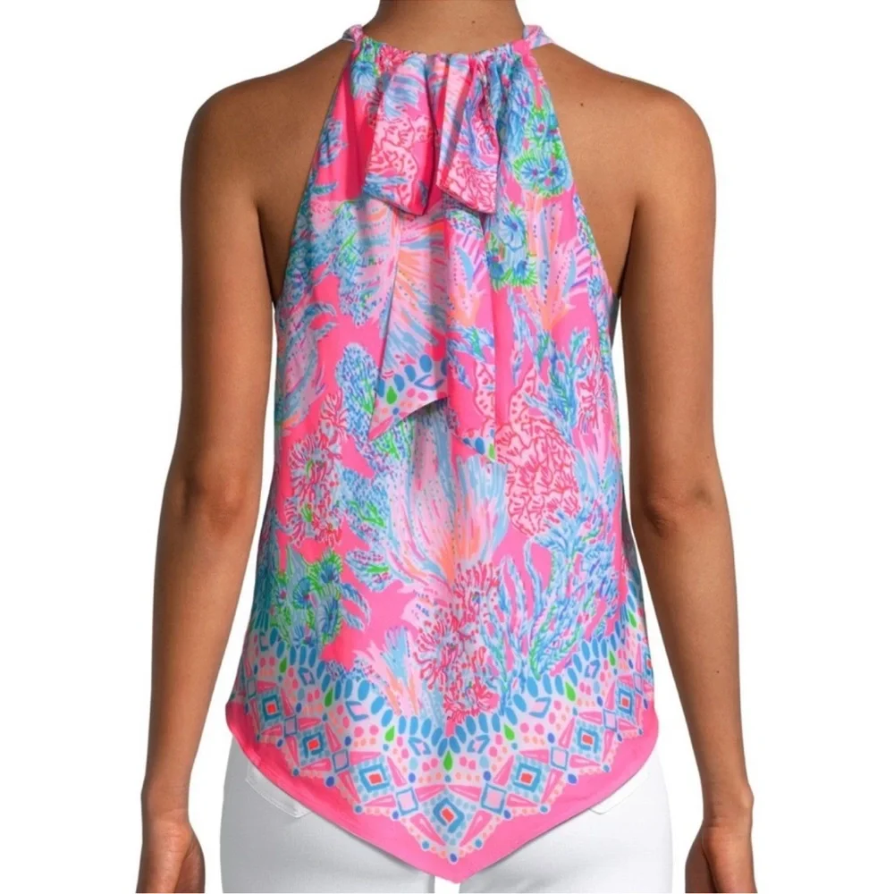 New Lilly Pulitzer Printed Halter Neck Top Size Large - Picture 10 of 10